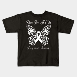 Hope For A Cure Butterfly Gift 3 Lung cancer Kids T-Shirt